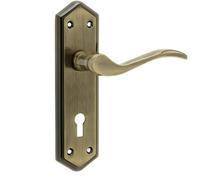 Loops Antique Bronze Suite Door Handle With Lockplate For Modern Interiors - Interior Lever On Backplate