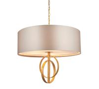 Loops Antique Gold Ceiling Pendant Light & Mink Satin Shade - 5 Bulb Hanging Fitting Loops Multicolor