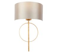 Loops Antique Gold Leaf Wall Light & Mink Satin Half Shade Dimmable LED Filament Lamp Loops Multicolor