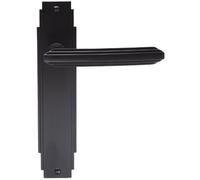 Loops Art Deco Internal Latch & Lock Door Handle Matt Black Lever On Backplate Reeded