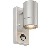 Loops Automatic Outdoor IP44 Wall Down Light with PIR - 7W LED GU10 - Stainless Steel in Metallics Loops Metallics