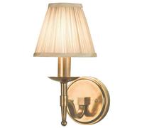 Loops Avery Luxury Single Arm Wall Light Traditional Antique Brass & Beige Pleat Shade in Metallics Loops Metallics