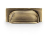 Loops Backplate Cup Handle - Antique Brass 96mm Centres Solid Brass Shaker Drawer Pull
