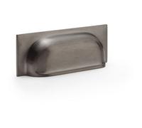 Loops Backplate Cup Handle - Dark Bronze 96mm Centres Solid Brass Shaker Drawer Pull