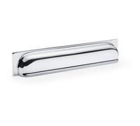 Loops Backplate Cup Handle Polished Chrome 203mm Centre Solid Brass Shaker Drawer Pull