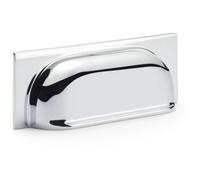 Loops Backplate Cup Handle Polished Chrome 96mm Centres Solid Brass Shaker Drawer Pull