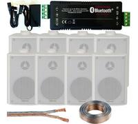 Loops Bar/restaurant Bluetooth Amplifier Kit 8X White Wall Speaker Wireless Background