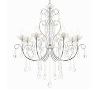 Loops Bathroom Ceiling Pendant Light Chrome & Crystal IP44 8 Bulb Hanging Lamp Rose Loops Multicolor