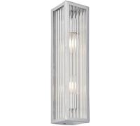 Loops Bathroom Wall Light Fitting - Chrome Plate & Ribbed Glass Shade - Twin Lamp in Clear Loops Clear