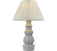 Loops Blue Grey Glaze & Satin Nickel Plate Table Lamp - Ivory Silk Fabric - 660mm Tall Light