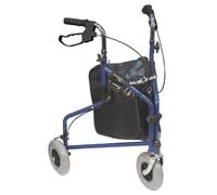 Loops Blue Three Wheeled Steel Walker - Puncture Proof Tyres - 115kg Weight Limit in Metallics Loops Metallics