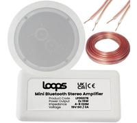 Loops Bluetooth Amplifier & Dual Coil Stereo Ceiling Speaker Kit Compact Home Hifi Amp