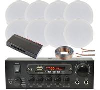 Loops Bluetooth Ceiling Music Kit 4 Zone Stereo Amplifier & 8X Mini Flush Speakers
