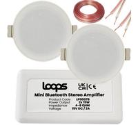 Loops Bluetooth Ceiling Music Kit Mini Amp & 2 Low Profile Speakers Stereo Hifi Sound