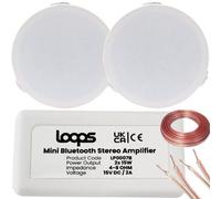 Loops Bluetooth Ceiling Music Kit Mini Amp & 2 Low Profile Speakers Stereo Hifi Sound