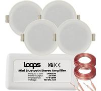 Loops Bluetooth Ceiling Music Kit Mini Amp & 4 Low Profile Speakers Stereo Hifi Sound