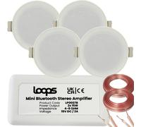 Loops Bluetooth Ceiling Music Kit Mini Amp & 4 Low Profile Speakers Stereo HiFi Sound