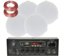Bluetooth Ceiling Music Kit PRO Amp & 4x Mini Flush Speakers Stereo HiFi Sound Loops Multi One Size
