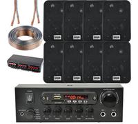 Loops Bluetooth Wall Speaker Kit 4 Zone Stereo Amp & 8X Black Wall Background Music