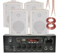 Loops Bluetooth Wall Speaker System White 110W Bar Restaurant Wireless Amp Hifi Kit