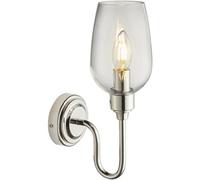 Loops Bright Nickel Dimmable Wall Light - Clear Glass Shade - 6W Led E14 Candle