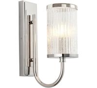 Loops Bright Nickel Dimmable Wall Light - Ribbed Bubble Clear Glass Shade - 6W Led E14
