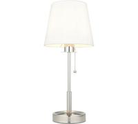 Loops Bright Nickel Plate Table Lamp - Vintage White Fabric Shade - 10W Led E27