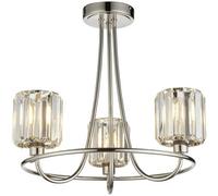 Loops Bright Nickel Semi Flush Low Ceiling Light - Clear Multi Arm Glass - 3 X 6W Led E14