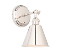 Loops Bright Nickel Wall Light Fitting - Satin White Inner Shade - Knurled Detailing in Metallics Loops Metallics