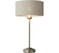 Loops Brushed Chrome Plate Table Lamp - Natural Linen Shade - 447mm Tall Light - 7W Led E14