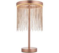 Loops Brushed Copper Table Lamp Light & Waterfall Chain Shade - Integrated LED Module Loops Copper