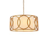 Loops Brushed Gold Multi Arm Ceiling Pendant Light - White Fabric Shade - Dimmable Loops White