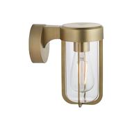 Loops Brushed Gold Outdoor Wall Light with Clear Glass Shade - IP44 Rated - LED Bulb Loops Clear