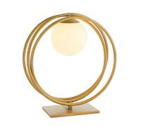 Loops Brushed Gold Table Lamp Light - Gloss Opal Glass Shade - Circular Hoop Design in Clear Loops Clear