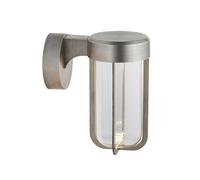 Brushed Silver Outdoor Wall Light with Glass Shade - IP44 Rated - Integrated LED