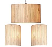 Loops Ceiling Pendant Lamp & 2X Matching Wall Lights - Dimmable Natural Seagrass Drum Shades