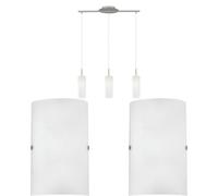 Loops Ceiling Pendant Light & 2x Matching Wall Lights Satin Nickel & Glass Triple Lamp in Metallics Loops Metallics