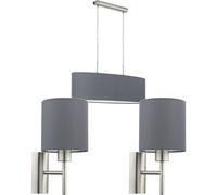 Loops Ceiling Pendant Light & 2x Matching Wall Lights Satin Nickel Grey Fabric Linear in Metallics Loops Metallics