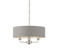 Loops Ceiling Pendant Light - Bright Nickel & Charcoal Fabric - 3 x 40W E14 - e10231 in Metallics Loops Metallics