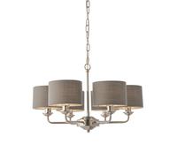 Loops Ceiling Pendant Light - Bright Nickel Plate & Charcoal Fabric - 6 x 28W E14 in Metallics Loops Metallics