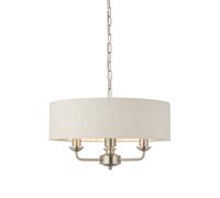 Loops Ceiling Pendant Light - Brushed Chrome Plate & Natural Linen - 3 x 40W E14 Loops Multicolor