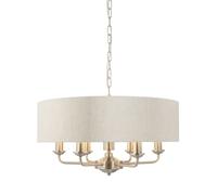 Loops Ceiling Pendant Light - Brushed Chrome Plate & Natural Linen - 6 x 40W E14 Loops Multicolor