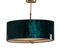 Loops Ceiling Pendant Light Matt Antique Brass & Green Velvet 3 x 10W LED E27 Loops Green
