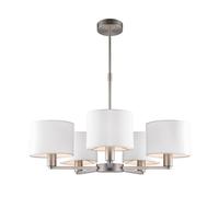 Loops Ceiling Pendant Light Matt Nickel Plate & Vintage White Fabric 5 x 40W E14 in Metallics Loops Metallics