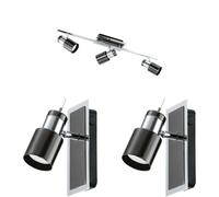 Loops Ceiling Spot Light & 2x Matching Wall Lights Black Nickel Adjustable Shade in Metallics Loops Metallics