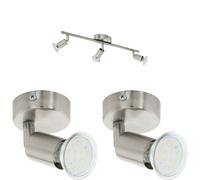 Loops Ceiling Spot Light & 2x Matching Wall Lights Satin Nickel Adjustable Kitchen in Metallics Loops Metallics