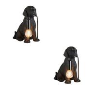 Loops Charming 2 Pack Matt Black Labrador Puppy Table Lamps For Dog Lovers