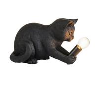 Loops Charming Matt Black Kitten Table Lamp - Ideal Night Light For Cat Lovers