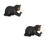 Loops Charming Set Of 2 Matt Black Kitten Table Lamps For Cozy Home Lighting