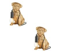 Loops Charming Set Of 2 Vintage Gold Pug Puppy Table Lamps For Dog Lovers